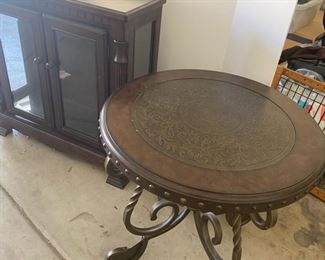 Beautiful Brown Display Cabinet And Side Table