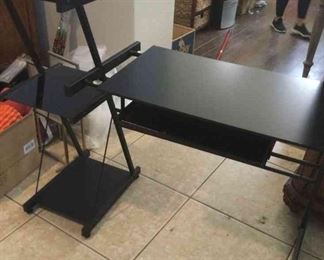 Black Wood and Glass Computer Desk