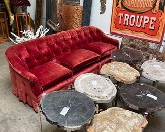 Specimen Tables & Stunning Velvet Couch