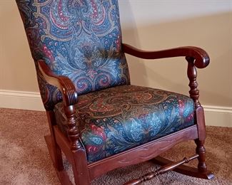 Upholstered Wooden Rocker 