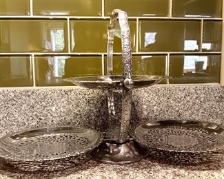 Silver Plated Folding Tiered Server by Kent Silversmiths 