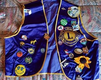 Lions Club Vest with Pins from Different Countries and States 