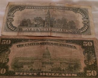 100 and 50 bills