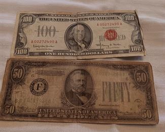 100 and 50 bills