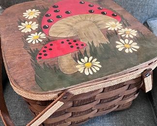 Hand painted mushroom basket