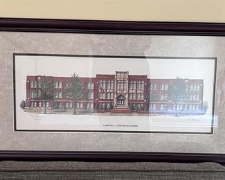 Phil Ponder signed print "Corinne L. Cohn High School"