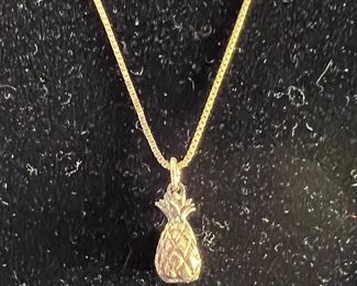 Sterling pineapple charm necklace