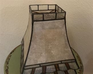 2 matching slag glass lampshades