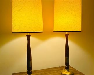 Pair of vintage teak lamps