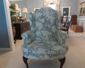 Henredon wing chair that matches the sofa and window coverings. 7 way hand tied springs.