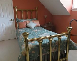 Solid Brass Twin Bed - comes with Mettle Creek coverlet and pillow sham