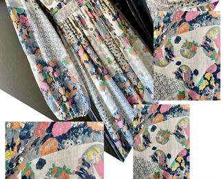 Vintage DECO LADY Print 70s Dress with Great Sleeves 