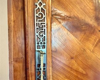 Antique French china cabinet with two cabinets and drawer. Made with square wooden pegs.