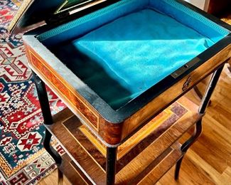 Antique French Napoleon lll inlaid table with box - box is padded