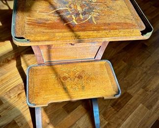 Antique French server with 2 shelves that fold down