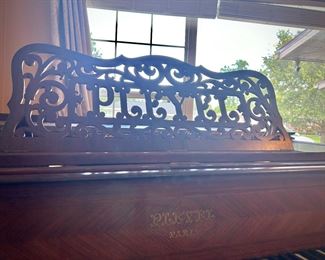 Antique c. 1900 Pleyel grand piano, brought over from France. (Pleyel was Chopin’s preferred piano brand.)