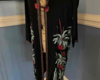 Antique Beaded Silk Coat