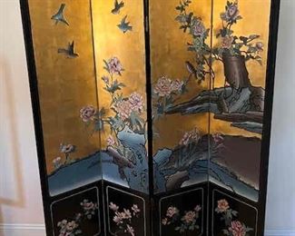 Ornate Gilt Japanese 4 panel screen