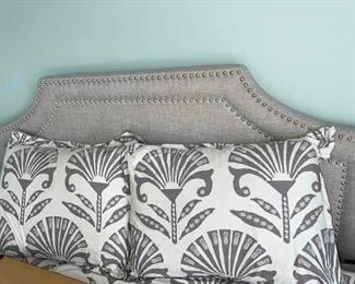 Queen Upholstered Bed with nailhead trim 