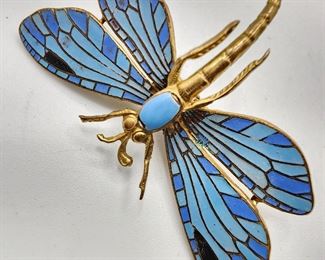 1900s enamel dragonfly pin