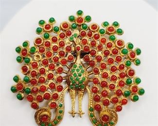 Jeweled peacock pin
