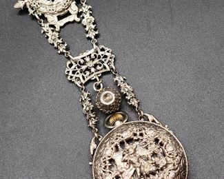 Very rare pocket watch chatelaine pin