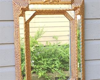 Tramp art framed mirror