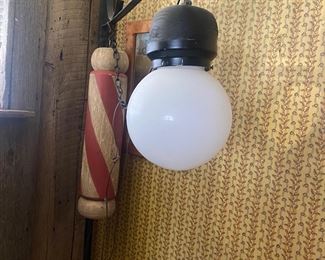 Hand crafted barber pole and lamp