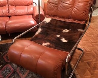 Mid-Century Modern Tucromo leather lounge/sling chair by Guido Faleschini