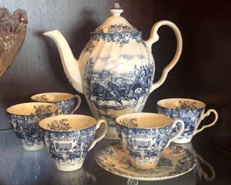 Early 20th century Johnson Brothers England blue/white transferware tea set