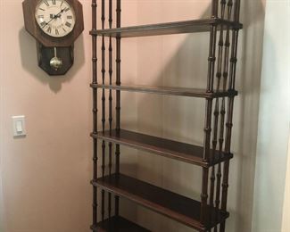 Vintage 7-shelf étagère/bookcase with faux bamboo supports