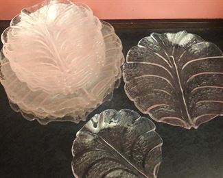 Set of vintage Orrefors “Eden” pattern glass dinner and salad plates