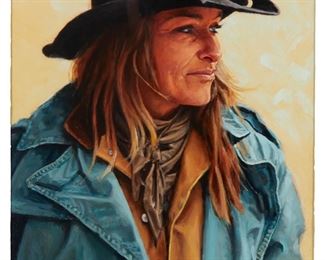 1013
Thomas William Lorimer
1941-2015
"Leather And Lace," 1997
Oil on panel
Bears signature and date lower left: Thomas W. Loimer, and with the artist's device; signed again, titled, and dated verso
Sight: 11.875" H x 8" W
Estimate: $500 - $700