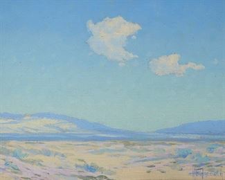 1028
Harry B. Wagoner
1889-1950
Desert Landscape
Oil on canvas laid to Masonite
Signed lower right: H.B. Wagoner
6" H x 8" W
Estimate: $600 - $800