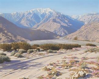 1036
Stephen Hallet Willard
1894-1966
"Symphony Of Mountain And Desert"
Photograph with hand-painting on artist board
Signed and titled along the lower edge: © Stephen H. Willard
22" H x 30" W
Estimate: $800 - $1,200