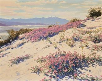 1130
Stephen Hallet Willard
1894-1966
Blooming Desert
Photograph with hand-painting on canvasboard
Signed lower center: Willard ©
15" H x 21.5" W
Estimate: $400 - $600