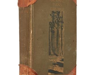 1192
John Muir
1838-1914
"Our National Parks," 1901
Muir, John. "Our National Parks." Boston: Houghton, Mifflin and Company, 1901
Hardcover book
First edition, early printing, possibly first
The octavo with top edge gilt, gilt-stamped title to front and spine, dark green and gilt stamped tree design to front, on moss green cloth boards with eleven inserted plates comprising illustrations from photographs and one inserted map on plate paper
8.25" H x 5.5" W x 2" D
Estimate: $500 - $700
