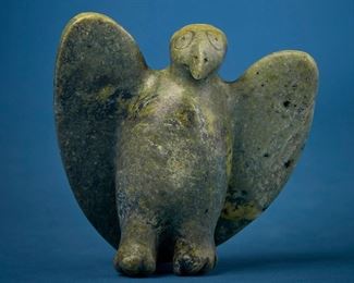 1243
Tudlik
1890-1966, Inuit; Cape Dorset/Kinngait
Carved Owl Figure
Stone
Unsigned
4.5" H x 4.25" W x 1.75" D
Estimate: $3,000 - $5,000