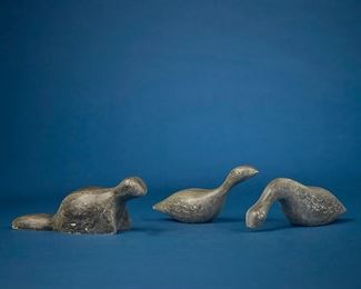 1250
Dietrich "Dimu" Muchelstein
b. 20th century
Two Carved Birds And A Beaver
Stone
Each signed: Dimu
3 pieces
Largest: 2.5" H x 5" W x 1.875 D; smallest: 2" H x 5.25" W x 1.875 D
Estimate: $400 - $600