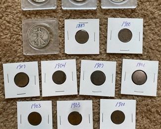 Franklin and Liberty Half Dollars And Indian Head Pennies