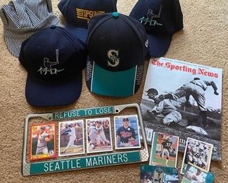 Seattle Mariners and Top Gun Caps Cards And Pins