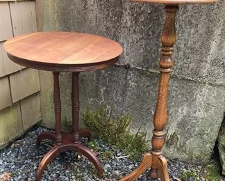 Wood Side Table And Plant Stand