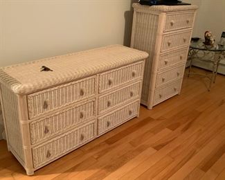 Ladies’ (54” wide x 18” deep x 30” high) and gent’s (29.5” wide x 18” deep x 47” high) dressers. Priced individually, or purchase both at one flat price. Strong and clean. No wear.