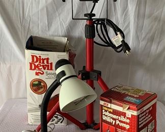 Assorted tools and lighting