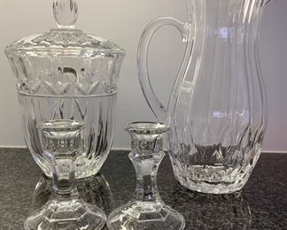 Pressed glass accessories. 