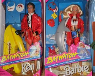 Baywatch Ken Lifeguard Mattel #13200 & Baywatch Barbie Lifeguard Mattel #13199!

