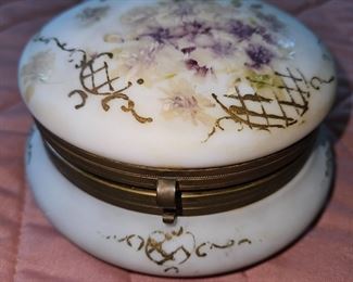 Satin Porcelain Bisque Victorian Powder/Trinket Box!