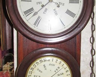 #12 - B.B. Lewis Model 2 Dual Dial Perpetual Calendar Wall Clock