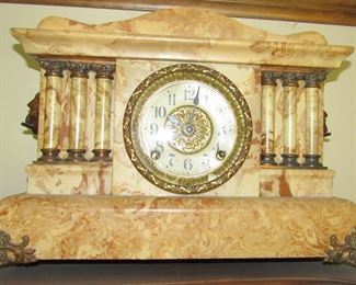 #24 - Seth Thomas Mottled Marbleized Finish Adamantine Mantle Clock