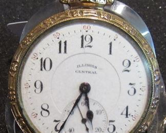 #190 - Illinois Central Grade 809, 4955958, 1927, 16s, 21j, running, 10k gold filled - $200